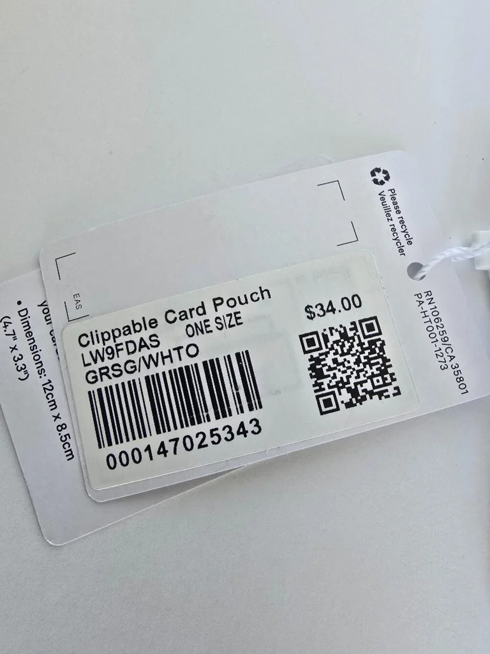 NWT Lululemon Clippable Card Pouch GRSG/WHTO